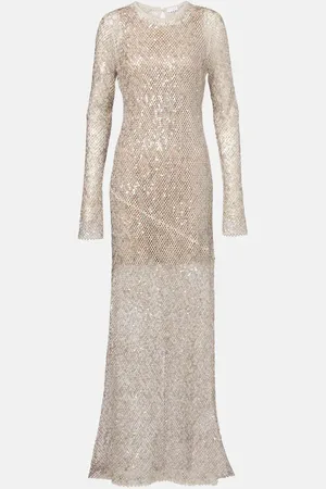 Brunello Cucinelli Vestido de fiesta en mezcla de seda con lentejuelas