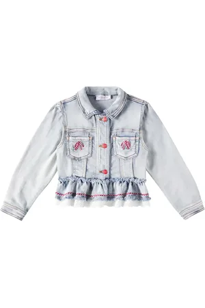 MONNALISA Chaqueta en denim con volante y encaje