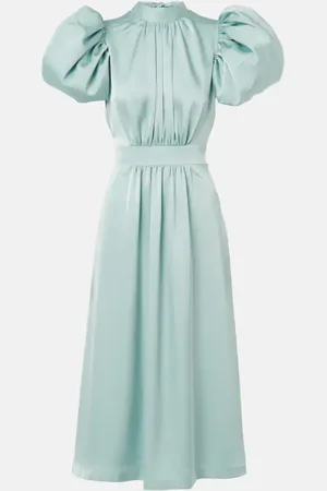 ROTATE Vestido midi de satén fruncido