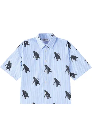 Moschino Camisa de algodón a rayas estampada