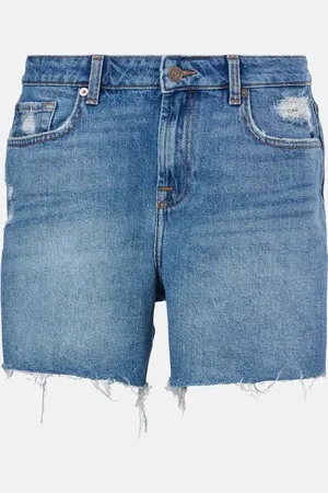 7 for all Mankind Shorts de denim de tiro medio