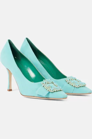 Manolo Blahnik Salones Giboa 90 de ante adornados