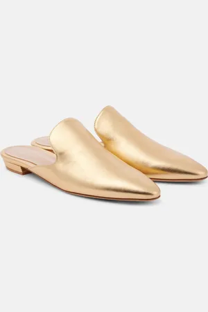 Gianvito Rossi Mules Raja de piel metalizada