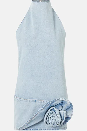 MAGDA BUTRYM Vestido corto de denim aplique floral