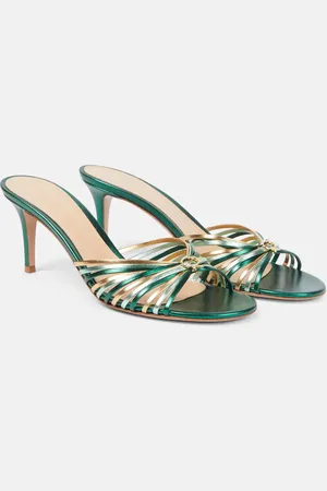 Gianvito Rossi Mules Vyna 70 de piel metalizada