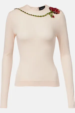 Simone Rocha Top de malla con cristales