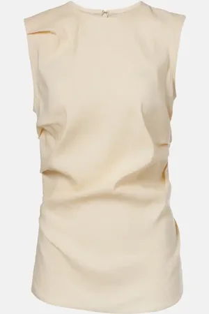 Proenza Schouler Top Anoushka White Label en mezcla de lino fruncido