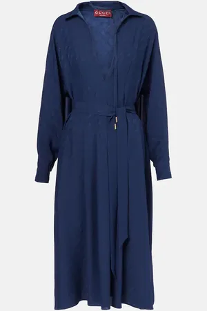 Gucci Vestido midi de seda con Horsebit