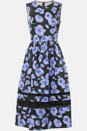 Carolina Herrera Vestido midi en mezcla de algodón con cinturón