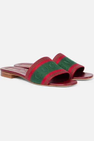 Gucci Sandalias bordadas con tribanda Web