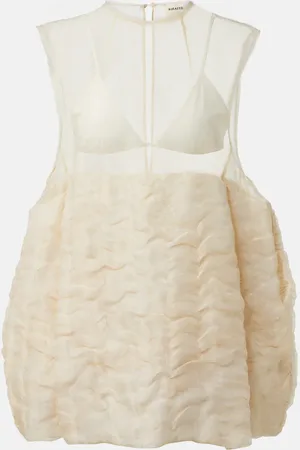 Khaite Vestido corto Blair de mezcla de lino y seda