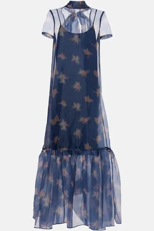 Staud Vestido largo Calluna de organza con volantes