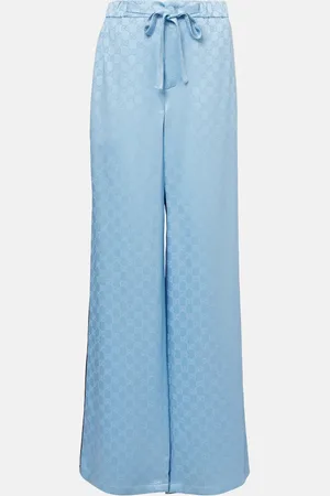 Gucci Pantalones anchos de satén con GG