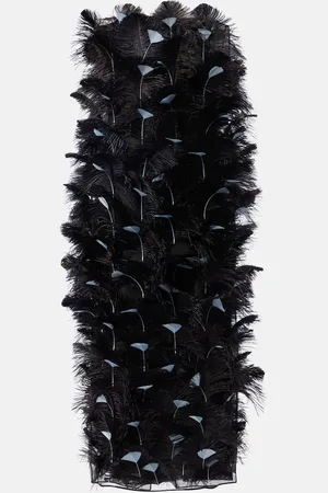 Prada Vestido de cóctel en organza de seda con plumas