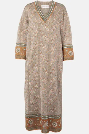 VALENTINO Vestido largo de lamé en jacquard