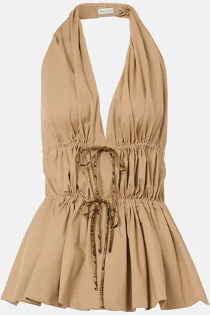 DRIES VAN NOTEN Top de popelín de algodón con escote halter