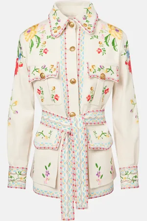 VALENTINO Chaqueta en denim bordada floral