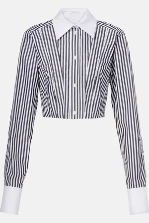 Sportmax Camisa cropped de popelín de algodón a rayas
