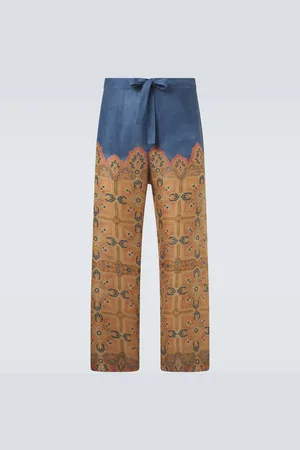 VALENTINO Pantalones anchos de lino estampados