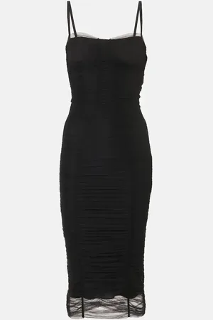 Dolce & Gabbana Vestido midi de tul transparente drapeado
