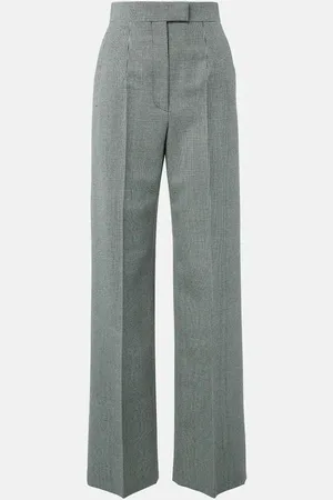 Alexander McQueen Pantalones anchos de lana y mohair a cuadros