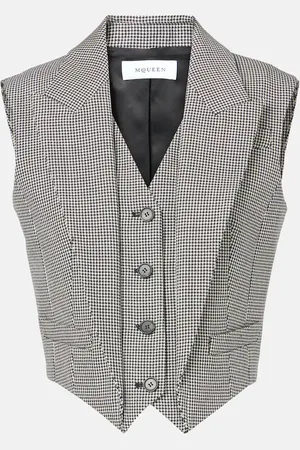 Alexander McQueen Chaleco de lana y mohair con pata de gallo