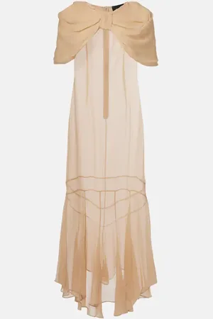 Simone Rocha Vestido largo de georgette de seda drapeado
