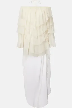 BLUMARINE Vestido corto de seda con volantes