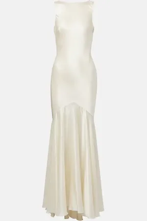 Nina Ricci Vestido largo de satén con espalda abierta