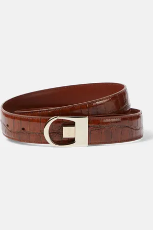Saint Laurent Cinturón de piel grabada reversible