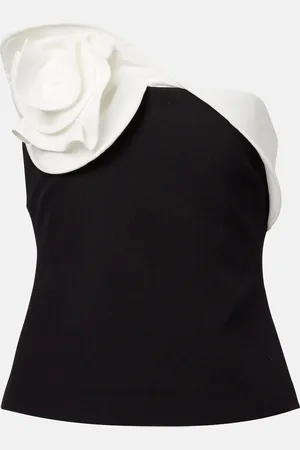 Roland Mouret Top de crepé sin tirantes con volantes