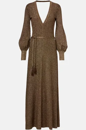 Tom Ford Vestido largo acanalado con lazo