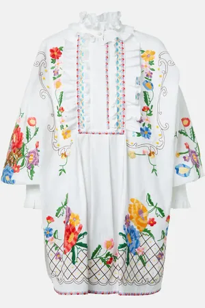VALENTINO Blusa en de algodón, lino y seda bordada