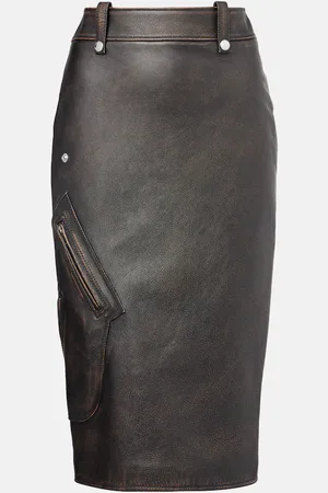 Alexander McQueen Falda tubo de piel