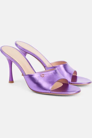 Gianvito Rossi Mules de piel metalizada con logo