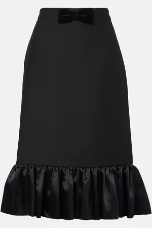 VALENTINO Falda midi de Crepe Couture con satén