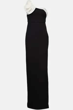 Roland Mouret Vestido de crepé drapeado con aplique floral