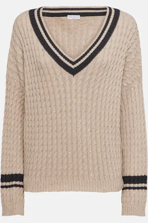 Brunello Cucinelli Jersey de mezcla de algodón con lentejuelas