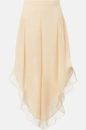 VALENTINO Pantalones anchos de georgette de seda