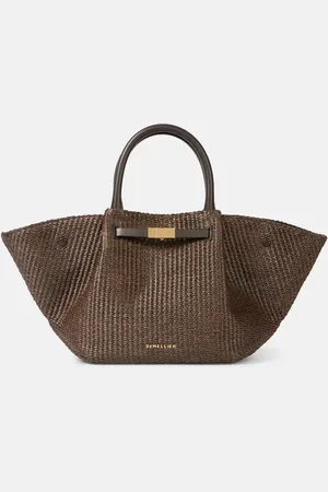 DeMellier Bolso New York Midi de rafia con piel