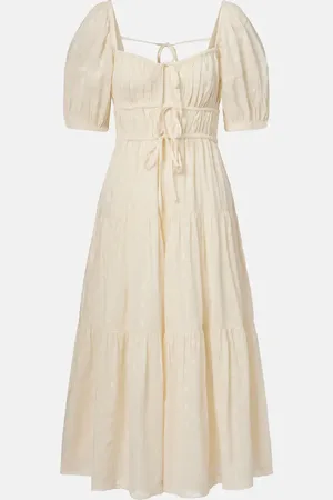 ULLA JOHNSON Vestido largo Palma de algodón fruncido
