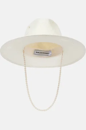 Ruslan Baginskiy Sombrero fedora de paja con perlas sintéticas