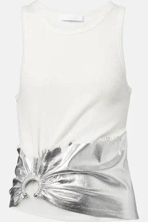 Paco rabanne Tank top en mezcla de algodón fruncido