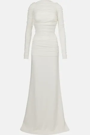 CHRISTOPHER ESBER Vestido de novia de tul de seda con velo