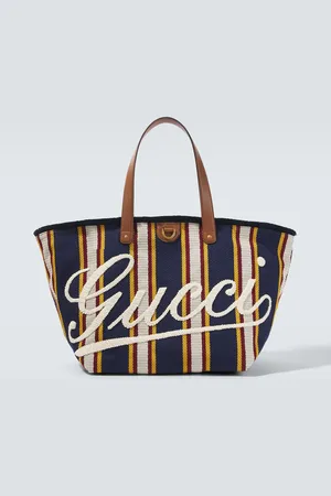 Gucci Tote Script Large de lona a rayas