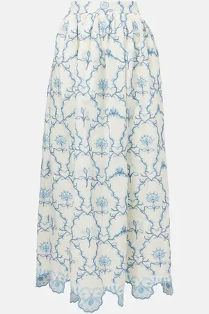Agua by Agua Bendita Falda larga Tangelo de lino floral