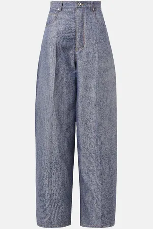 Bottega Veneta Pantalones anchos de lana y algodón