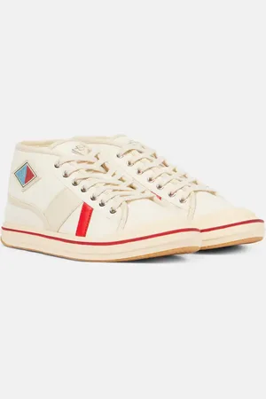 Bottega Veneta Zapatillas altas de lona con piel