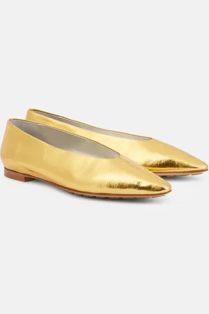 Bottega Veneta Bailarinas Sofia de piel metalizada
