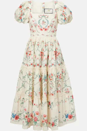 Agua by Agua Bendita Vestido midi Alga de popelín de algodón floral